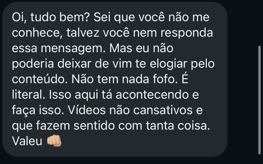 Depoimento de aluno por mensagem
